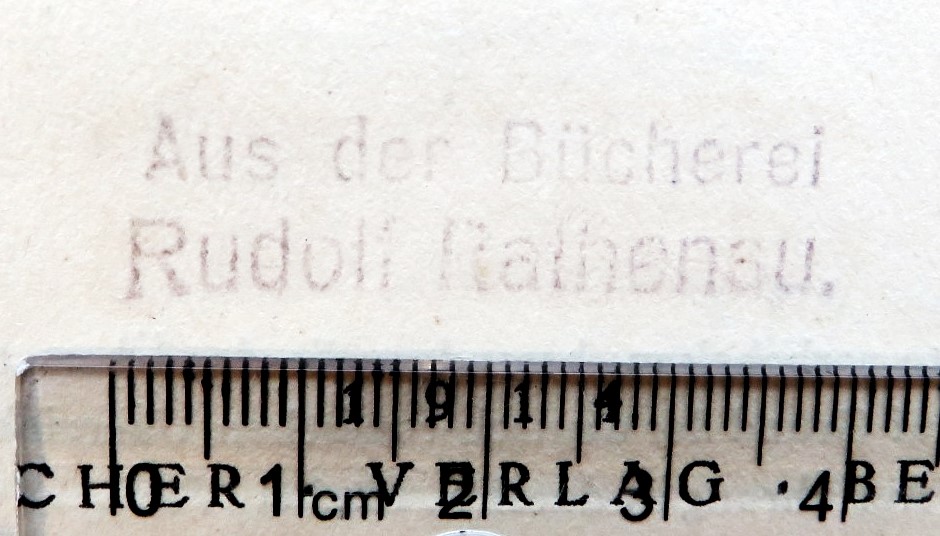 Stempel "Aus der Bücherei Rudolf Rathenau."
